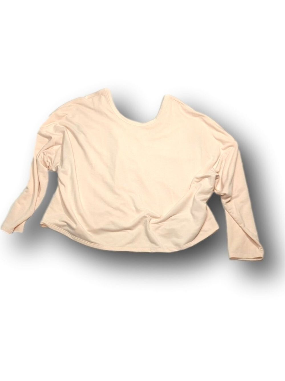 Oversized cropped scoop neck active sweatshirt with back rushing detail